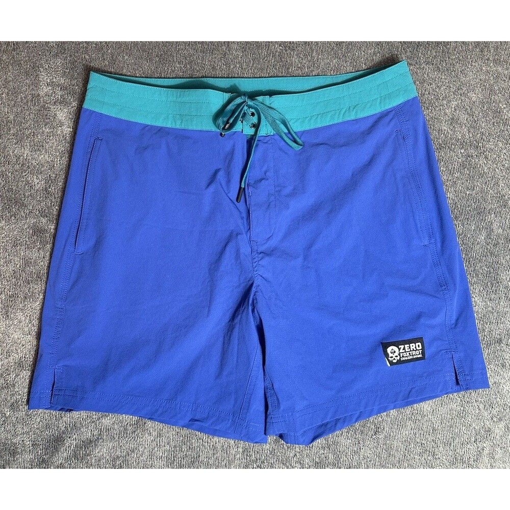 Zero Foxtrot Ripstop Board Shorts Mens L Blue Green Swim Trunks Quick Dry 36”